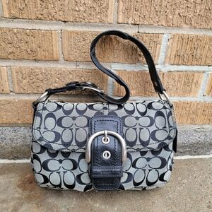 Coach Y2K Black Gray Signature Braided Leather Soho Buckle Flao Bag 11862